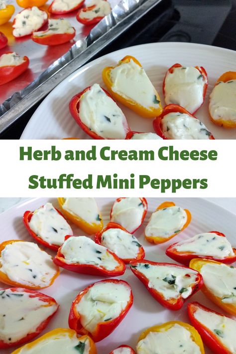 Cream Cheese Stuffed Mini Peppers, Cheese Stuffed Mini Peppers, Cream Cheese Stuffed Peppers, Cream Cheese Appetizer, Mini Peppers, Bell Pepper Recipes, Cheese Stuffed Peppers, Stuffed Mini Peppers, Sweet Peppers