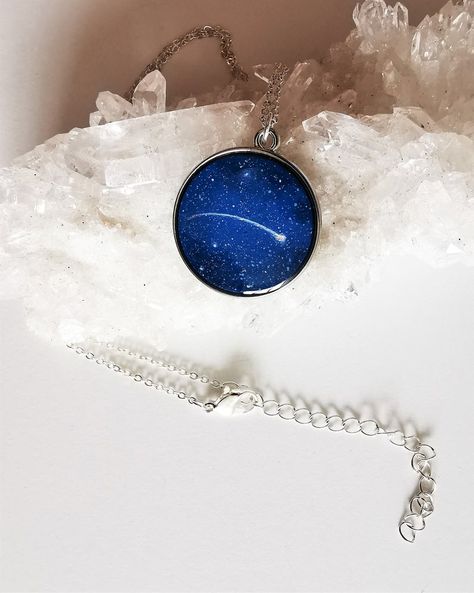 Astronomy Necklace, Astronomy Tattoo, Shooting Star Necklace, Lunar Jewelry, Saturn Necklace, Falling Star, Astronomy Art, Space Jewelry, Coin Art