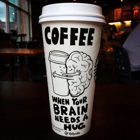 josh hara coffee cartoonist cup art starbucks instagram yoyoha sprudge Kaffe Humor, National Coffee Day, Coffee Talk, Need A Hug, Coffee Is Life, Beautiful Coffee, Coffee Cafe, Coffee Love, Frappe