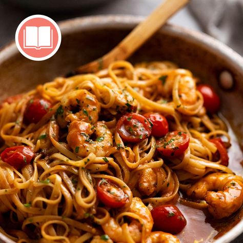 Restaurant-Worthy Easy Prawn Linguine Prawn Linguine Recipe, Prawn Linguine, Prawn Dishes, Linguine Recipes, Recipetin Eats, Recipe Tin, Tasty Recipes Videos, Exotic Food, Easy Dishes