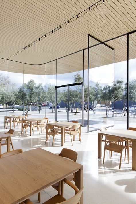 Apple Park Visitor Center by Foster + Partners | Showrooms Apple Store Design, Apple Headquarters, Apple Office, Apple Park, Foster Partners, Glass Structure, Norman Foster, Glass Facades, Visitor Center