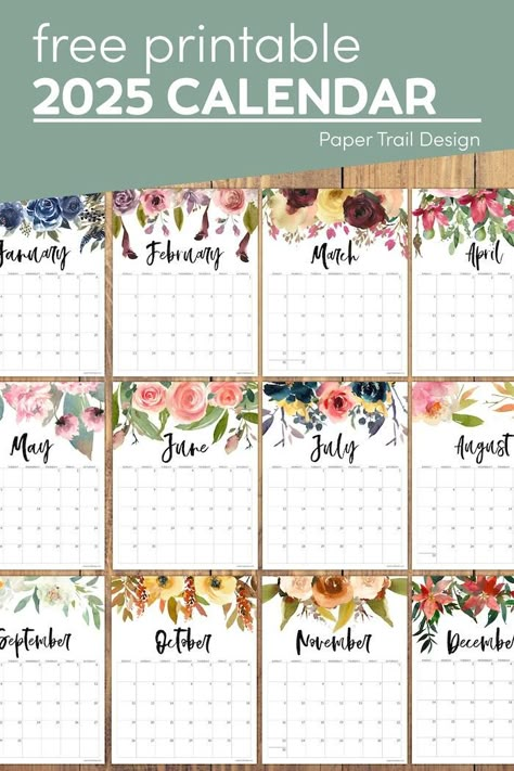 Print these 2025 floral calendar pdf pages for free and stay organized in the new year 2025 Calander Printable, 2025 Free Printable Calendar, 2025 Monthly Calendar Printable Free, 2025 Printable Calendar Free, Calendar 2025 Free Printable, 2025 Calendar Printable Free, Cute Calendar Ideas, Planner Pdf Free, Free Printable Calender