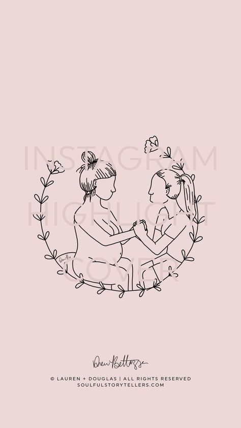 Are you a Doula or Midwife looking to use Instagram story highlights to showcase the valuable services you provide mamas-to-be? This elegant hand-drawn illustration of a birth worker such as a doula or midwife supporting an expectant woman—on a pink background—is deal for highlight categories such as: - Birth - Childbirth - Labour / Labor - Doula - Doula Support - Midwife - Antenatal Care - Antenatal Support - Encouragement - Comfort - Support #doula #doulalife #instagramhighlightcovers Instagram Highlight Cover Pink, Highlight Cover Pink, Doula Art, Doula Logo, Birth Worker, Doula Business, Birth Art, Pregnancy Art, Instagram Highlight Cover