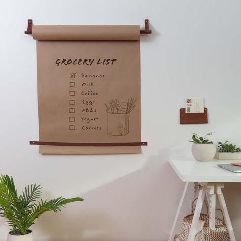 Changeable Cafe Restaurant Menu Display Announcement Board Wall Hung Brown Butcher Paper Menu Board Roll Dispenser Leather Hook Strap Hanger - Etsy Announcement Board, Paper Roll Holders, Leather Wall, Dry Plants, Cafe Menu, Butcher Paper, Roll Holder, Wall Anchors, Wall Board