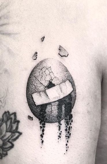 Molotov egg tattoo Cracked Egg Tattoo, Egg Tattoo Ideas, Balut Egg, Egg Tattoo, Shell Tattoos, Broken Egg, Cracked Egg, Tattoo Project, Get A Tattoo