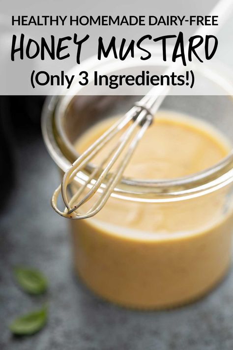 Are you looking for an EASY dairy free honey mustard recipe? This honey mustard sauce only uses 3 ingredients and it's compliant for paleo, SCD, and GAPS diets. Dairy Free Honey Mustard Sauce, Paleo Honey Mustard Dressing, Vegan Honey Mustard, Honey Mustard Recipe, Paleo Honey Mustard, Healthy Condiments, Honey Mustard Dip, Mustard Cream Sauce, Honey Mustard Recipes