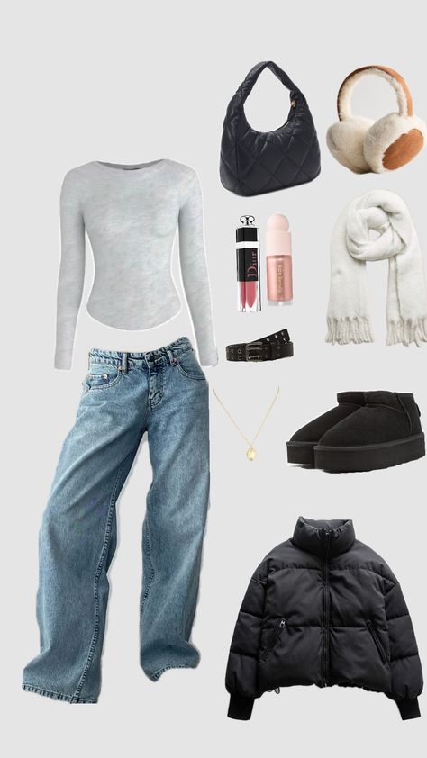 #winter Cute Unique Winter Outfits, Winter Nyc Outfits 2024, Winter Theme Park Outfit Casual, Ice Skating Nyc Outfit, New York City Winter Outfits 2024, Winter Fit Inspiration, Ariana Grande Outfits Winter, How To Style Puffer Jacket Women, Cute Winter City Outfits