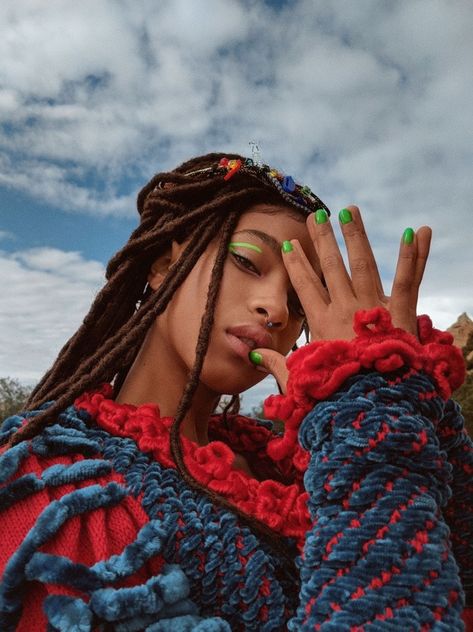 Editorials. Willow Smith for Girlgaze. Images by Daria Kobayashi Ritch. – SUPERSELECTED – Black Fashion Magazine Black Models Black Contemporary Artists Art Black Musicians Willow Smith, A Woman, Dreadlocks, Red, Blue