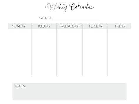 Monday Friday Calendar, Weekday Calendar, Weekly Planner Monday To Friday, Monday Through Friday Calendar Printable, Blank Weekly Calendar Printable Free, Weekday Schedule Template, Free Weekly Calendar, Week Calendar Template, Sunday Rest