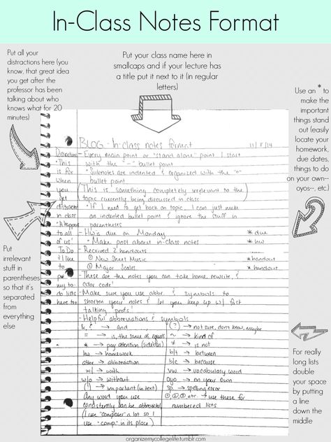 Something I came across of tumblr from organizemycolleglife.tumblr.com Masters Motivation, Notes Format, Note Taking Tips, College Success, College Notes, College Survival, College Organization, College Tips, Term Paper