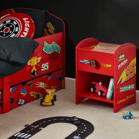 Lightning Mcqueen Bedroom, Disney Cars Room, Disney Cars Bedroom, Boy Car Room, Car Themed Bedrooms, Kids Bedside Table, Jackson Storm, Cars Lightning Mcqueen, Red Lightning