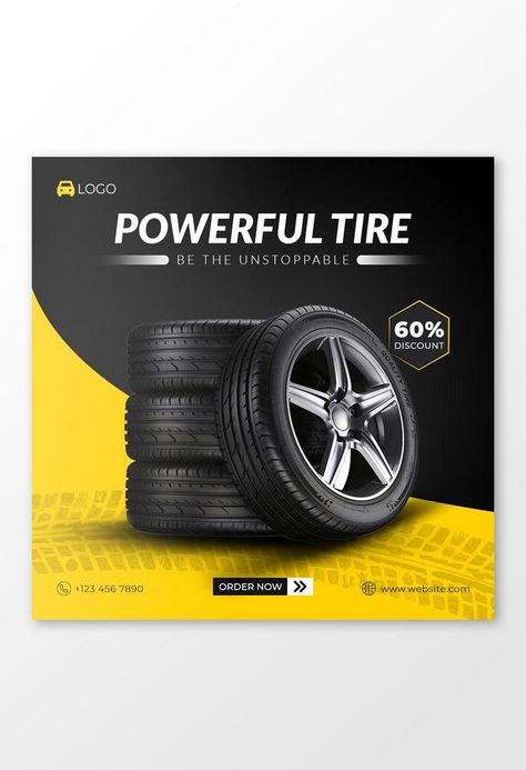 Car Social Media Post, Tyre Fitting, Presentation Video, Powerpoint Word, Fitness Instagram, Tyre Shop, Social Media Banner, Car Maintenance, Wheels And Tires