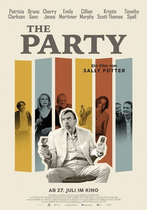 The Party (2017) Bruno Ganz, Cv Inspiration, Kristin Scott Thomas, Scott Thomas, Film Poster Design, Movie Posters Design, Cinema Film, Cinema Posters, Collage Design