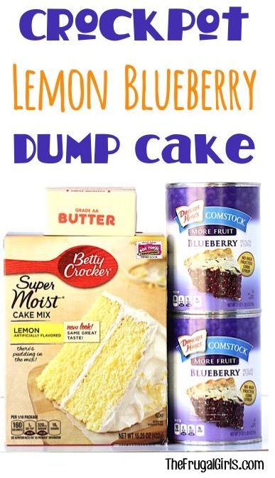 Lemon Blueberry Dump Cake, Blueberry Dump Cake, Blueberry Dump Cake Recipes, Crockpot Cake, Blueberry Dump Cakes, Dump Cake Recipe, Ricotta Cookies, Crockpot Dessert Recipes, Slow Cooker Recipes Dessert