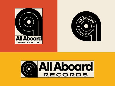 All Aboard Records Logo System by Logan Hall on Dribbble Logo System, Record Label Logo, Typography Shirt Design, Vinyl Record Store, Destination Branding, Retro Graphic Design, Artist Logo, Record Shop, Retro Logos