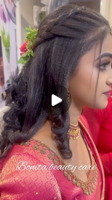 Hairstyles For Saree Look, Hairstyle For Lehenga, Hair Braiding Tool, Hairstyle Examples, Bridal Gift Wrapping Ideas, Reception Look, Unique Blouse Designs, Hair Braiding, Unique Blouse