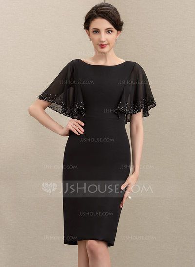 Classic Cocktail Dress, Elegant Outfit Classy, Chiffon Cocktail Dress, Sequin Sleeve, Elegant Dresses For Women, Mother Of The Bride Dress, Black Cocktail Dress, Custom Dresses, Elegant Outfit