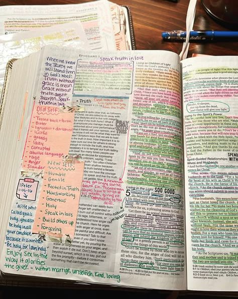 Bible Personalization Ideas, Ephesians Bible Journaling, Scripture Study Aesthetic, Aesthetic Bibles, Ephesians Bible Study, Bible Wrecking, Good Reminders, Bible Annotations, Chapter Quotes