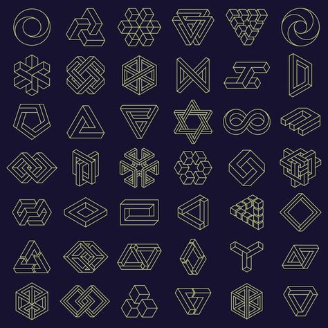 Optical illusion impossible shapes geome... | Premium Vector #Freepik #vector #logo #frame #abstract #circle Perspective Tattoo Illusions, Perspective Tattoos, Geometric Illusion, Impossible Shapes, 3d Graffiti, Logo Frame, Optical Illusion Tattoo, Shapes Geometric, 3d Optical Illusions