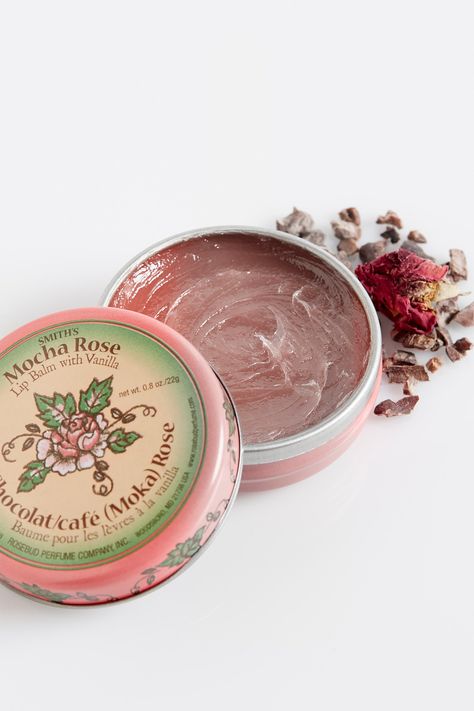 Rosebud Perfume Co. Mocha Rose Lip Balm Tint | Free People Lip Balm Tin, Lip Salve, Rose Lip Balm, Winter Lips, Rose Lip, Lip Gloss Colors, Best Lipsticks, Moisturizing Lip Balm, Tinted Lip Balm