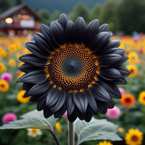 Sunflowers Crafts, Dark Sunflower, Gothic Gardens, Crafts Pictures, Gothic Cottage, Nature Creatures, Black Sunflower, Beautiful Sunflowers, Gardening Food