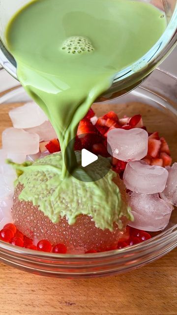 Alexa Santos on Instagram: "Strawberry + matcha sago 🍓🍵 this is UNREAL good, I’ve been wanting to try a sago dessert for so long! Sago is an Asian dessert with tiny tapioca pearls, and usually fruit & other things are added in. These cute lil jellies/bobas were delightful in there as well! Get the recipe below‼️

Ingredients:
-1/4 cup uncooked sago
-1/2 cup strawberry popping boba
-1/2 cup strawberry Nata de coco (coconut jellies) 
-1 cup chopped strawberries 
-2 tsp matcha powder
-1/4 cup milk
-1/4 cup coconut milk
-2 tbsp sweetened condensed milk 
-handful of ice

Directions:
-Bring a small pot of water to boil. Add in the sago, and cook for 10 minutes. The pearls should be translucent. Drain out the water in a strainer, and rinse the sago with cold water. Set aside.
-In a large bowl, Strawberry Popping Boba, Cafe Treats, Sago Dessert, Popping Boba, Coconut Jelly, Strawberry Matcha, Asian Dessert, Tapioca Pearls, Asian Desserts