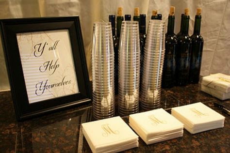 Self serve bar. Would be much easier if the bottles had Aervana's on them. #Aervana #pushbutton #wineaerator Self Serve Beer And Wine Wedding, Self Serve Bar, Diy Wedding Bar Self Serve, Self Serve Bar Ideas, Self Serve Wedding Bar, Wedding Beer Station, Diy Wedding Bar, Serving Bar, Self Serve