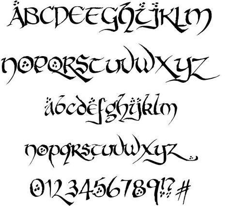 Hobbiton Brush hand font by Nancy Lorenz - FontRiver Tolkien Lettering, Hobbit Font Alphabet, Lotr Font, Tolkien Font, Dragon Font, Lord Of The Rings Font, Elvish Alphabet, Fantasy Fonts Alphabet, Fantasy Font