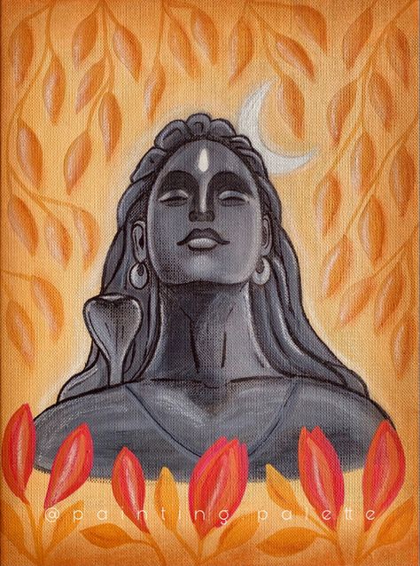 Lord Shiva Canvas Painting Easy, Adiyogi Rangoli, Adiyogi Painting On Canvas, Adiyogi Shiva Drawing, God Painting Indian Easy, Adiyogi Shiva Painting, Adiyogi Drawing, Adiyogi Painting, Shiva Canvas Painting