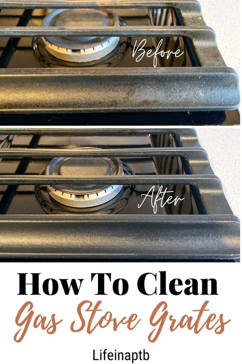 This is such a good find on how to clean a gas stove top and the cast iron grates. I swear it's the worst thing to keep clean in the house! This is totally doable! I'm going to keep up with my stove now! Clean Gas Stove Grates, Clean Cast Iron Stove Grates, Clean Stove Top Grates, Cleaning Stove Top Burners, Clean Gas Stove Top, Clean Stove Grates, Cleaning Oven Glass, Clean Cast Iron, Gas Stove Cleaning