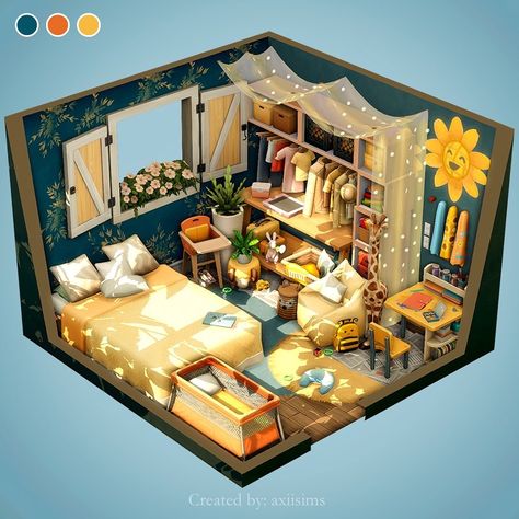 Sims 4 Cluttered House, Sims 4 Family Home Interior, The Sims 4 Bedroom Ideas, Sims Room, Sims Rooms, Living Room Sims 4, Sims 4 Bedroom, Aesthetic Bedroom Ideas, Sims 4 House Plans