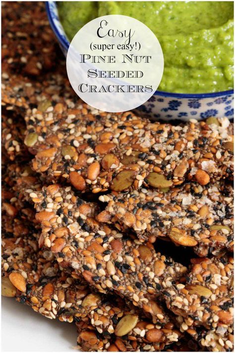 Seeded Crackers, Seed Crackers, Reese's Peanut Butter Cup, Pine Nut, Low Carb Appetizers, Peanut Butter Cup, Cracker Recipes, Low Carb Recipes Dessert, Health Snacks