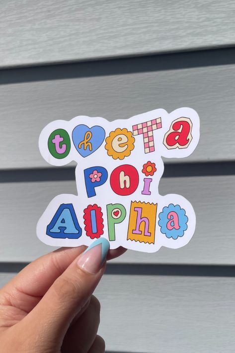 Sorority Sticker Ideas, Sorority Branding, Sorority Stickers, Big Little Basket, Y2k Stickers, Yeti Stickers, Theta Phi Alpha, Sorority Shirt, Greek Gifts