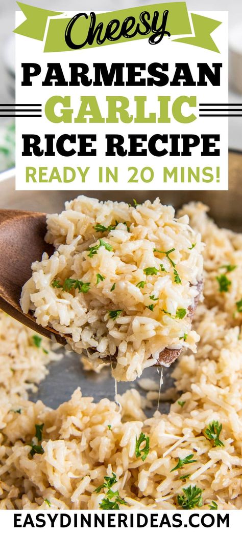 Parmesan Garlic Rice Recipes With Minced Garlic, Carbohydrate Sides For Dinner, Rice Parmesan Recipe, Minute Made Rice Recipes, Healthy Rice Side Dishes For Dinner, Garlic Parmesan Rice And Chicken, Cheesy Parmesan Rice, Healthy Cheesy Rice, Chicken Rice Side Dish