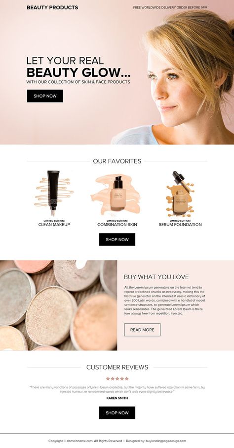 beauty-product-selling-mini-resp-cta-lp-011 | Beauty Product Landing Page Design preview. Skin Care Landing Page Design, Beauty Product Banner Design, Product Emailer Design, Beauty Products Website Design, Skin Care Web Design, Make Up Website Design, Skin Care Website Design Inspiration, Beauty Product Email Design, New Product Email Design