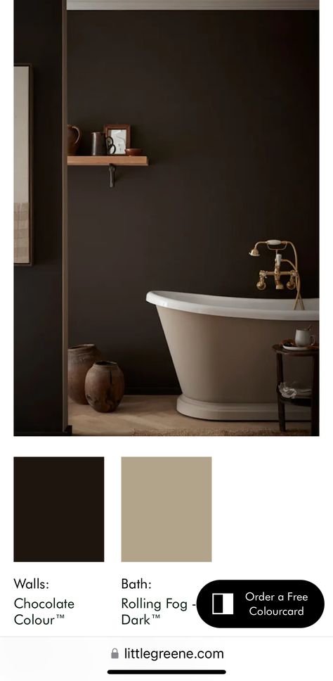 Dark Brown Bathroom Ideas, Chocolate Brown Bathroom, Brown Grey Paint Color, Chocolate Bathroom, Brown Grey Paint, Dark Brown Bathroom, Country Style Bathrooms, Moody Bathroom, Pedicure Bowls