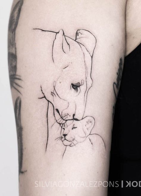 Tiny Lion Tattoo For Women, Mom Lion And Cub Tattoo, Lion Tattoos For Women, Lioness And Cub Tattoo, Lion Cub Tattoo, Cub Tattoo, Lion Back Tattoo, Angels Tattoo, Small Watercolor Tattoo