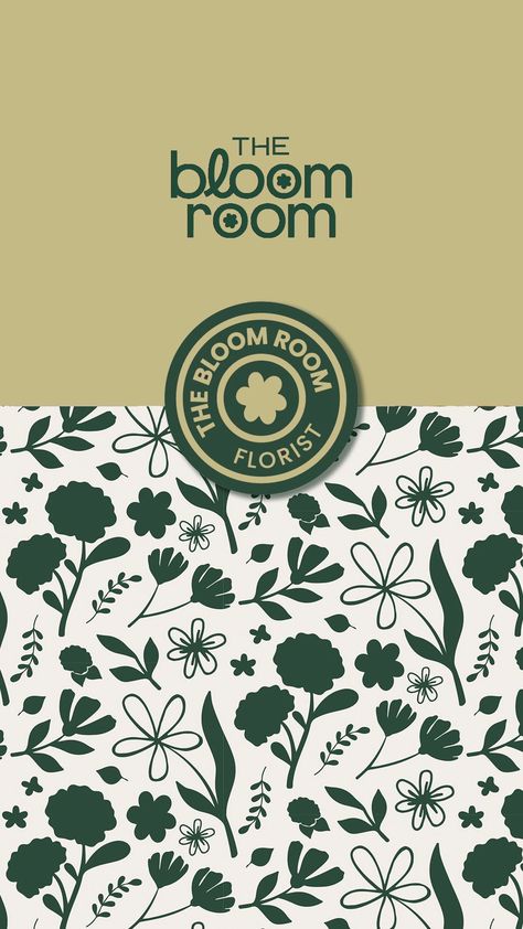 Flower pattern design created as a part of a flower shop branding design by Design Some Moore Logo Design With Flowers, Modern Flower Pattern, Gardening Branding, Flower Packaging Design, Flower Shop Logo Design, Flower Shop Branding, Botanical Branding, Shop Branding Design, Moss Logo