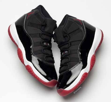 Air Jordan 11 Bred 2019 378037-061 Release Date - Sneaker Bar Detroit Luxury Black Jordan Shoes With Red Sole, Air Jordan 11 Black, Jordan 11 Red, Jordan 11 Low Bred, Bred 11s, Air Jordan 11s, Air Jordan 11 Bred, Jordan 11 Bred, Jordan 11s