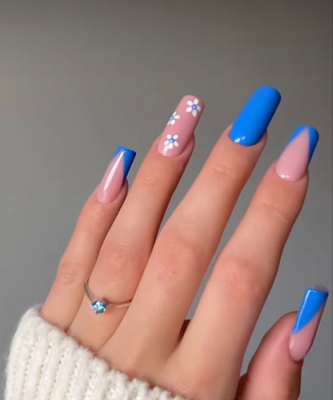 Blue And Green Spring Nails, Lilac Nails, Spring Acrylic Nails, Her Nails, Simple Acrylic Nails, Acrylic Nails Coffin Pink, Acrylic Nails Coffin Short, Summer Acrylic Nails, Short Acrylic Nails Designs