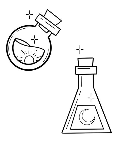 Potion Jar Drawing, Potion Bottles Drawing, Potion Bottle Design, Bottle Reference, Teen Tattoos, Stick Poke Tattoo, Bottle Tattoo, Bottle Drawing, Jar Spells