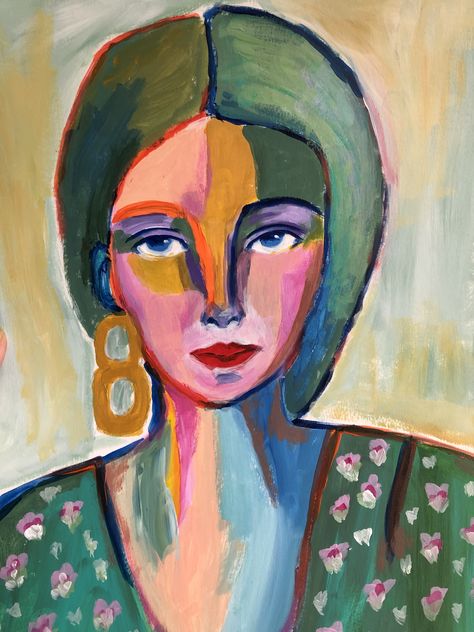 Kelsey Howard Art, Bekah Worley, Abstract Portrait Painting, Diy Abstract Canvas Art, Painting Collage, Fauvism, Small Canvas Art, Identity Art, Colorful Portrait