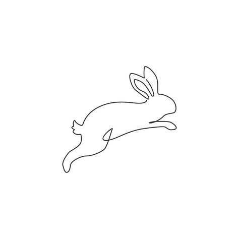 Jumping Rabbit Tattoo, Line Drawing Rabbit, One Line Rabbit, Bunny Line Drawing, Bunny Logo Design, Bunny Drawings, Jumping Rabbit, Bunny Sketches, Line Graphic