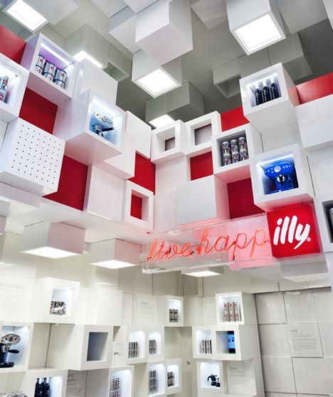 Live happilly...  Illy Shop Temporary Shop, Cool Retail, What Is Interior Design, Retail Architecture, Retail Inspiration, Concept Shop, Architecture Magazines, Retail Design Blog, Retail Interior