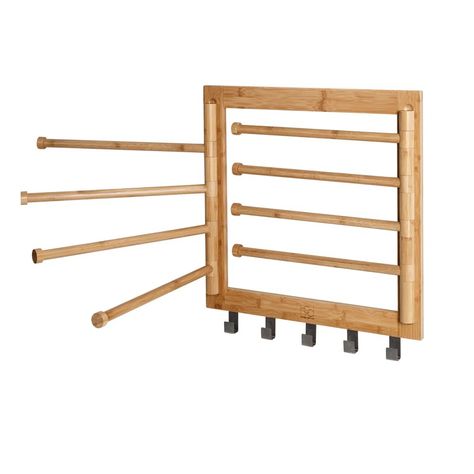 Honey Can Do Swivel Wall-Mounted Drying Rack & Reviews - Wayfair Canada Wall Drying Rack, Wall Mounted Clothes Drying Rack, Wall Mounted Drying Rack, Hang Clothes, Big Lots Store, Bamboo Construction, Clothes Drying, Bamboo Wall, Laundry Day