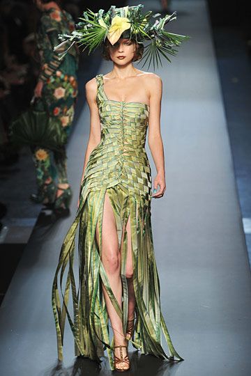 2010 Couture, Botanical Fashion, Paul Gaultier Spring, Ribbon Dress, Natural Fibres, Couture Runway, Floral Fashion, Runway Show, Paul Gaultier