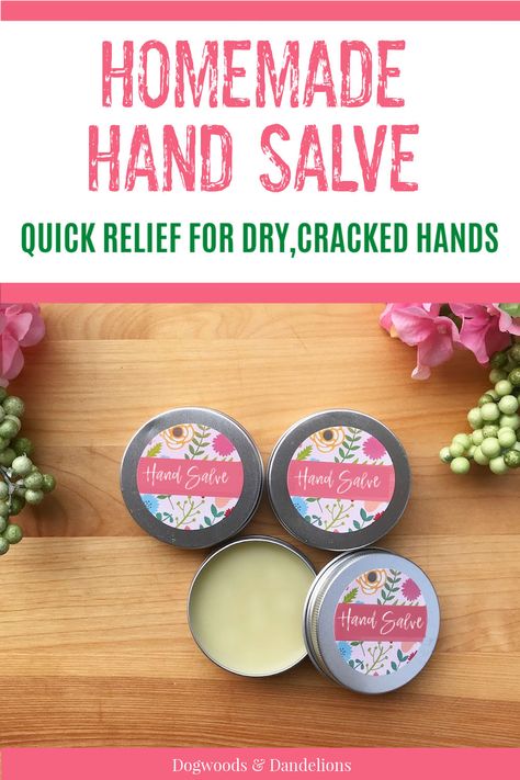 Gardening can really dry out your hands. This easy homemade salve for gardeners will soothe your skin with nourishing ingredients. Made with only 5 ingredients, this is a perfect gift idea for Moms or Grandmas who love to garden, but it also makes a great gift for the hardworking Dad that gets his hands dirty. This easy DIY will provide relief for anyone with dry, cracked hands. Dry Hands Remedy Diy, Diy Hand Moisturizer, Cracked Hands Remedy, Diy Hand Lotion, Hand Lotion Recipe, Diy Balm, Dry Hands Remedy, Diy Salve, Hand Cream Recipe