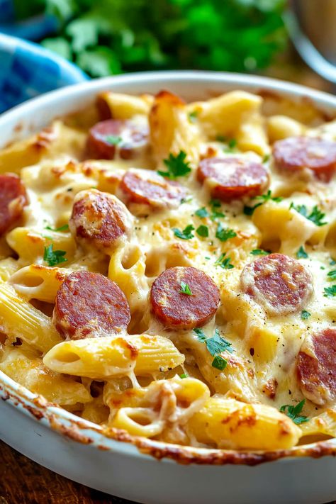 Welcome to a delightful journey through flavors with our Polish Pasta Casserole! This hearty dish combines the comforting elements of pasta with robust Polish kielbasa and a creamy, cheesy sauce that melts beautifully in the oven. Perfect for those chilly evenings or when you're in the mood for something truly satisfying, this casserole brings a Cheesy Kielbasa Pasta, Polish Pasta, Kielbasa Pasta, Pasta Casserole, Cheesy Sauce, Organized Chaos, Cooking For One, Kielbasa, White Sauce