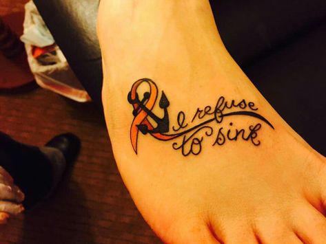 Cross Anchor Tattoo, Thyroid Tattoo, Multiple Sclerosis Tattoo, Ms Ribbon, Tattoo Fairy, Fighter Tattoo, Tattoo Foot, Awareness Tattoo, Ribbon Tattoos