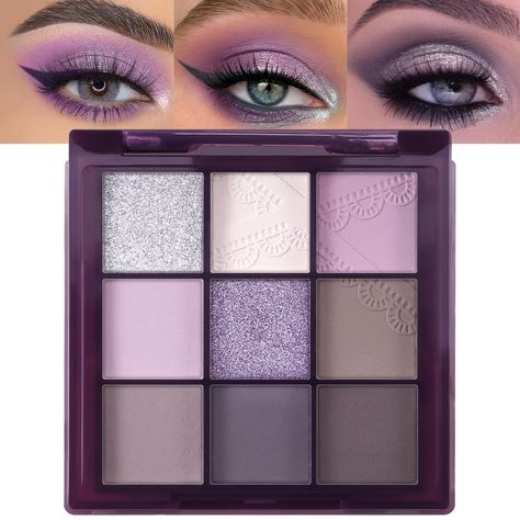 PRICES MAY VARY. 【9-Color Eyeshadow Palette】This collection includes exaggerated black and silver metallic smoky eyeshadow palettes as well as everyday nude eyeshadow palettes, whether using a single color or mixing multiple shades, the possibilities are endless. 【Professional Shades】This palette’s professionally curated shades include the perfect base, halo tints, liner shades and gorgeous pearls with ultra-smooth textures suitable for both makeup beginners and professional makeup artists. 【Cre Blue Eyeshadow Palette, Eyeshadow Tutorial For Beginners, Woman With Blue Eyes, Glitter Eye Shadow, Smoky Eyeshadow, Milani Cosmetics, Matte Eyeshadow Palette, Natural Eyeshadow, Glitter Eye